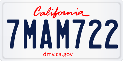 CA license plate 7MAM722