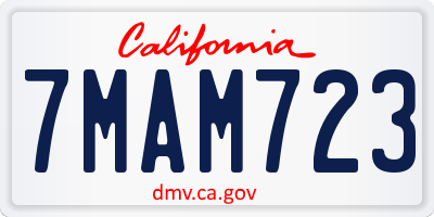 CA license plate 7MAM723
