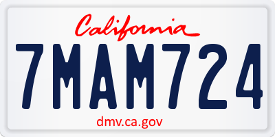 CA license plate 7MAM724