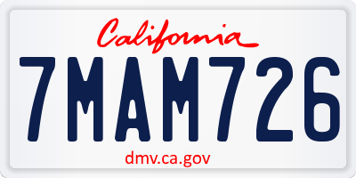 CA license plate 7MAM726