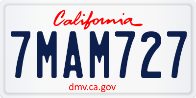 CA license plate 7MAM727