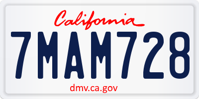 CA license plate 7MAM728