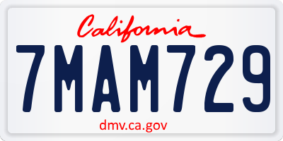 CA license plate 7MAM729