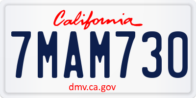 CA license plate 7MAM730