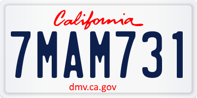CA license plate 7MAM731