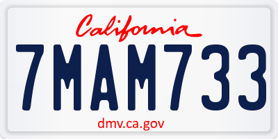 CA license plate 7MAM733