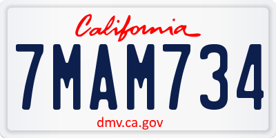 CA license plate 7MAM734