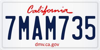 CA license plate 7MAM735