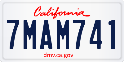 CA license plate 7MAM741