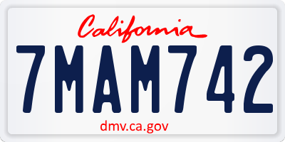 CA license plate 7MAM742