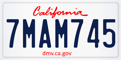CA license plate 7MAM745