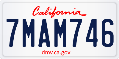 CA license plate 7MAM746