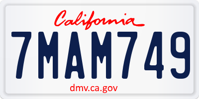 CA license plate 7MAM749