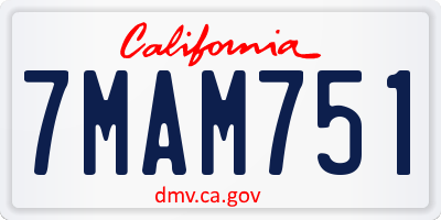 CA license plate 7MAM751