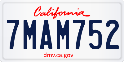 CA license plate 7MAM752