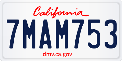 CA license plate 7MAM753