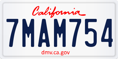 CA license plate 7MAM754