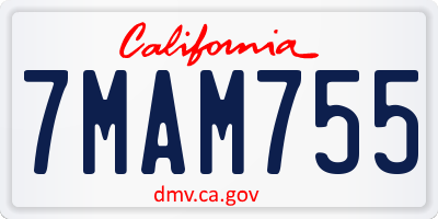 CA license plate 7MAM755