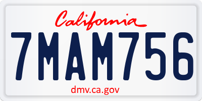 CA license plate 7MAM756
