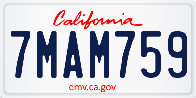 CA license plate 7MAM759