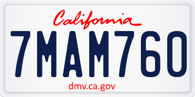 CA license plate 7MAM760