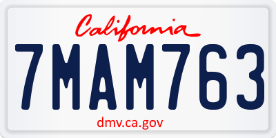 CA license plate 7MAM763