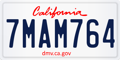 CA license plate 7MAM764