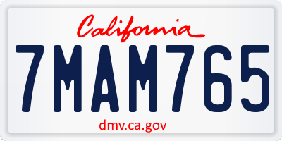 CA license plate 7MAM765