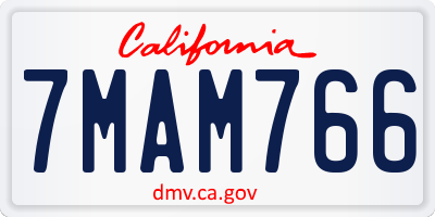 CA license plate 7MAM766