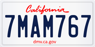 CA license plate 7MAM767