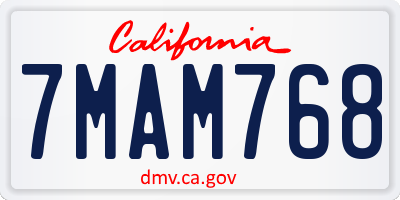 CA license plate 7MAM768