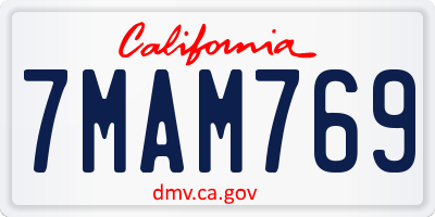 CA license plate 7MAM769
