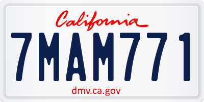 CA license plate 7MAM771