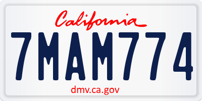 CA license plate 7MAM774
