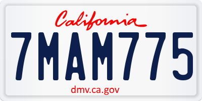 CA license plate 7MAM775