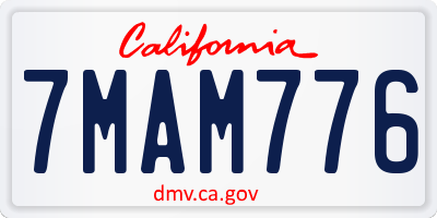 CA license plate 7MAM776