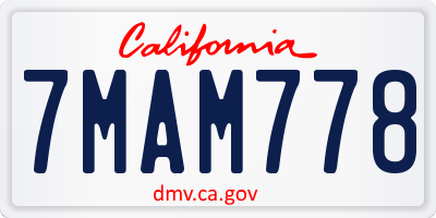 CA license plate 7MAM778