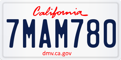 CA license plate 7MAM780