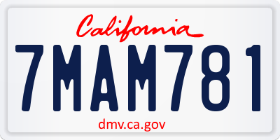 CA license plate 7MAM781