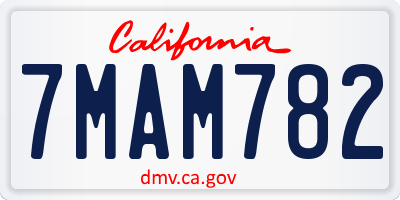 CA license plate 7MAM782