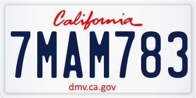 CA license plate 7MAM783
