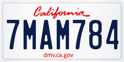 CA license plate 7MAM784
