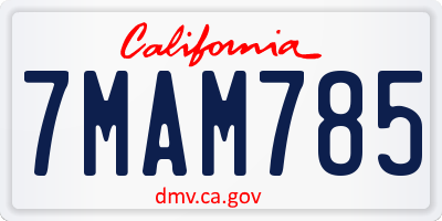CA license plate 7MAM785
