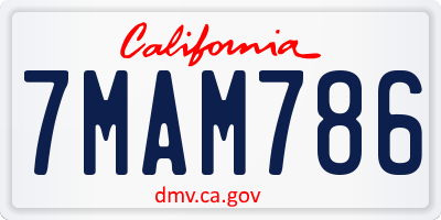 CA license plate 7MAM786