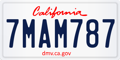 CA license plate 7MAM787