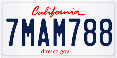 CA license plate 7MAM788