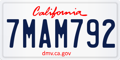 CA license plate 7MAM792