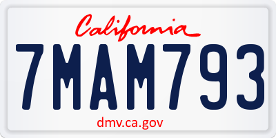 CA license plate 7MAM793