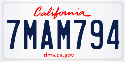 CA license plate 7MAM794