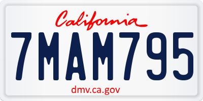 CA license plate 7MAM795